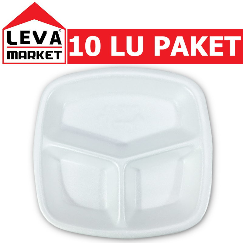 Leva Köpük Tabak 3 Bolmeli 10'lu L09.342