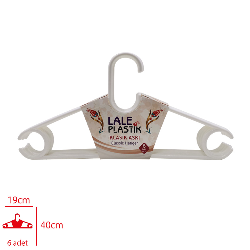 Lale Elbıse Askısı Klasik 6'lı L-079