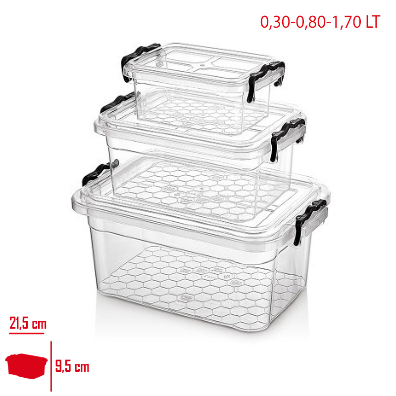 Merdem Kıler Saklama Kabı Set (0,30 Lt+0,80 Lt+1,70 Lt) Mrd-001