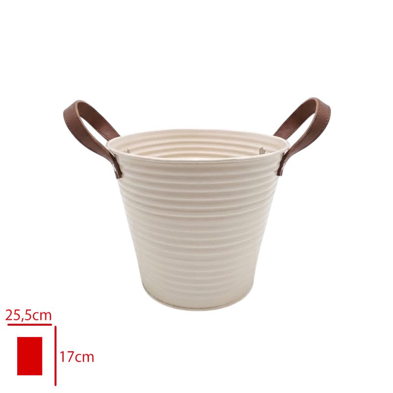 Leva Metal Saksı Derı Kulplu 14cm Lv-75186