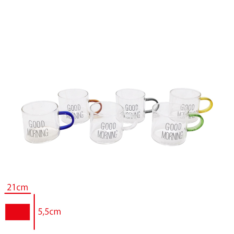 Leva Cam Espresso Bardak Borosılıkat Yazılı 6'lı 100 Ml Lv-51036