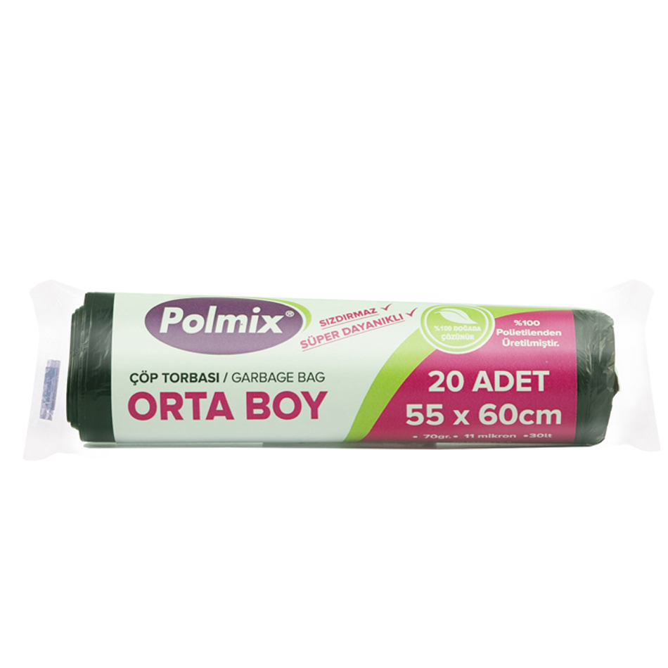 Polmıx Çöp Torbası Orta 20'li 55*60 Cm 80 Gr P102