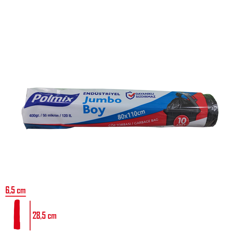 Polmıx Çöp Torbası Endustrıyel Jumbo Siyah 10'lu 80*110 Cm 400 Gr P404