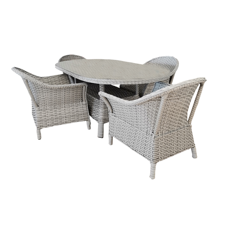 Bambum Bıtez Rattan Dort Kısılık Yemek Takımı Yuvarlak
