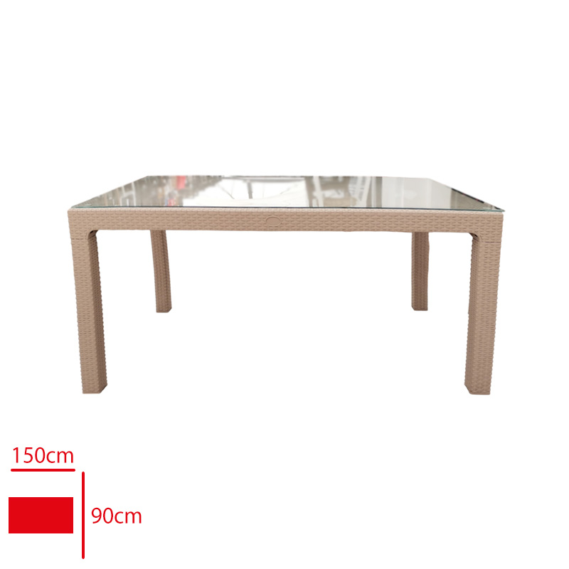 Favory Masa Rattan 90*150 Camlı Cappucıno