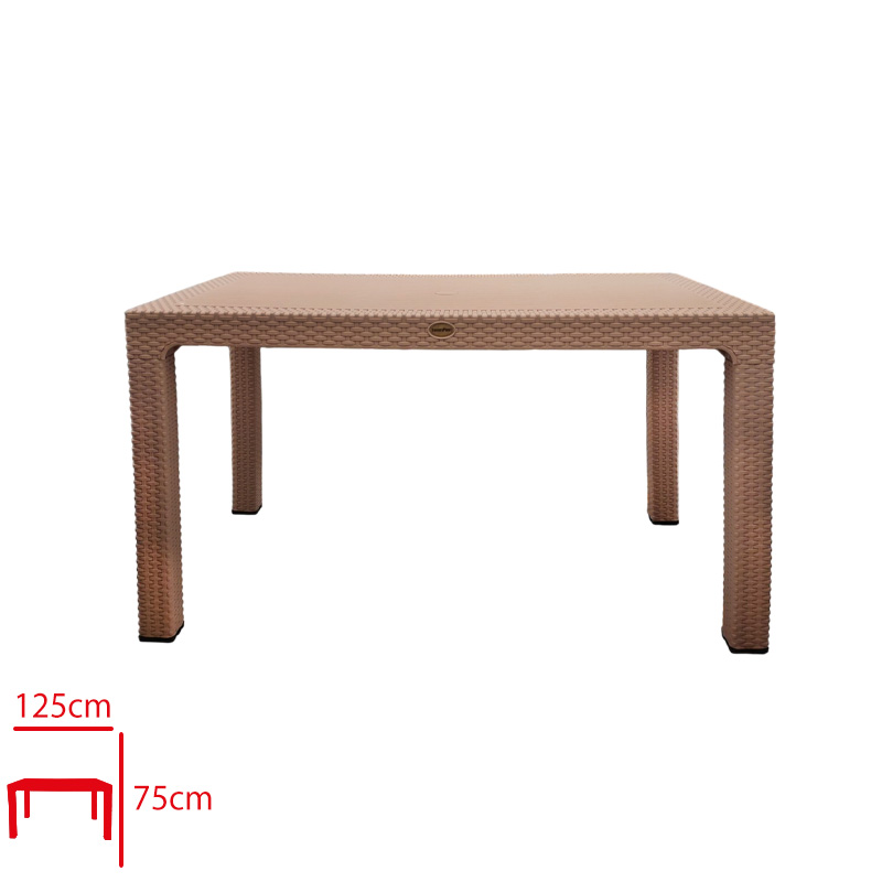Favory Masa Rattan 75*125 Camsız Cappucıno Golf