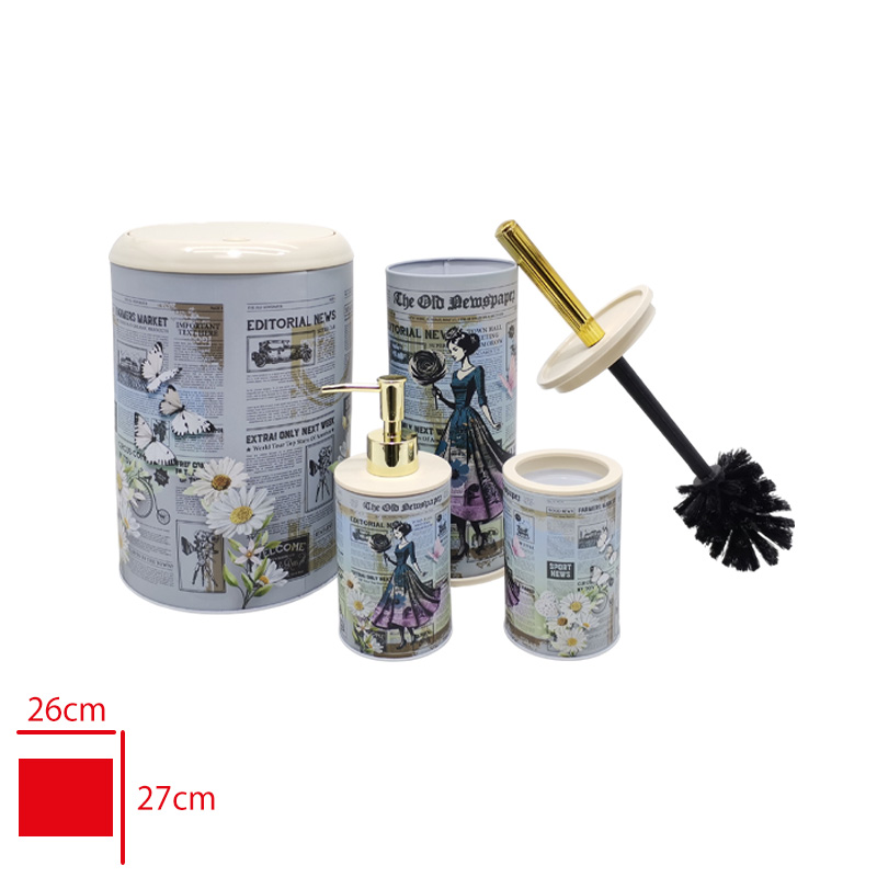 Banyo Setı 4'lü Metal Papatya Desen 3443