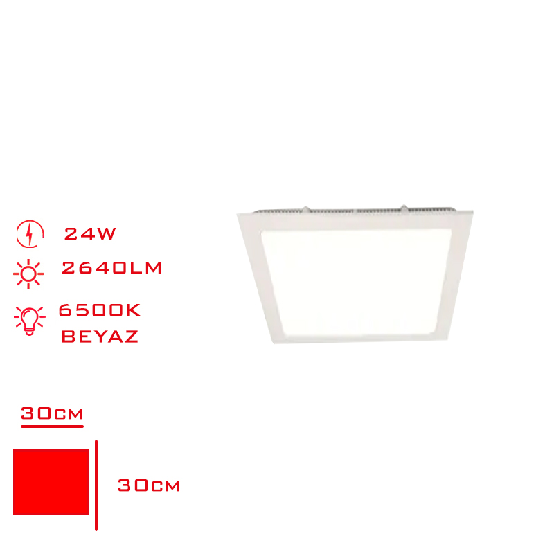 Leva Led Panel Kare Sıva Altı 24w 30*30 Beyaz Isık Lv-3099 / 6