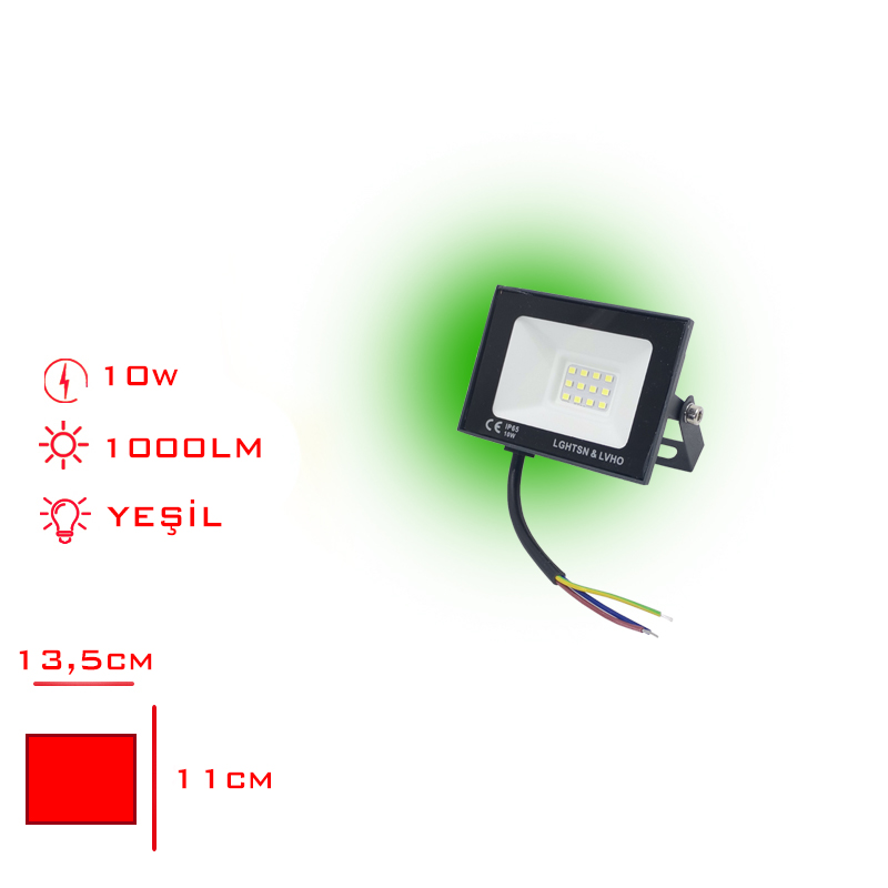 Leva Projektor Led Slım 10w Yeşil Isık Lv-3144 / G