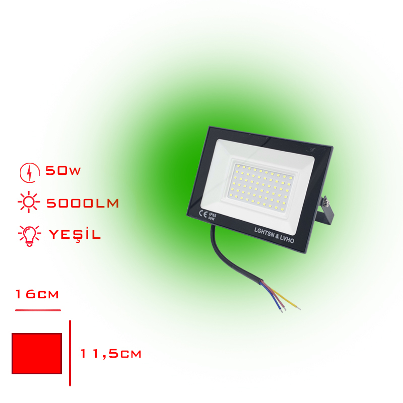 Leva Projektor Led Slım 50w Yeşil Isık Lv-3147 / G