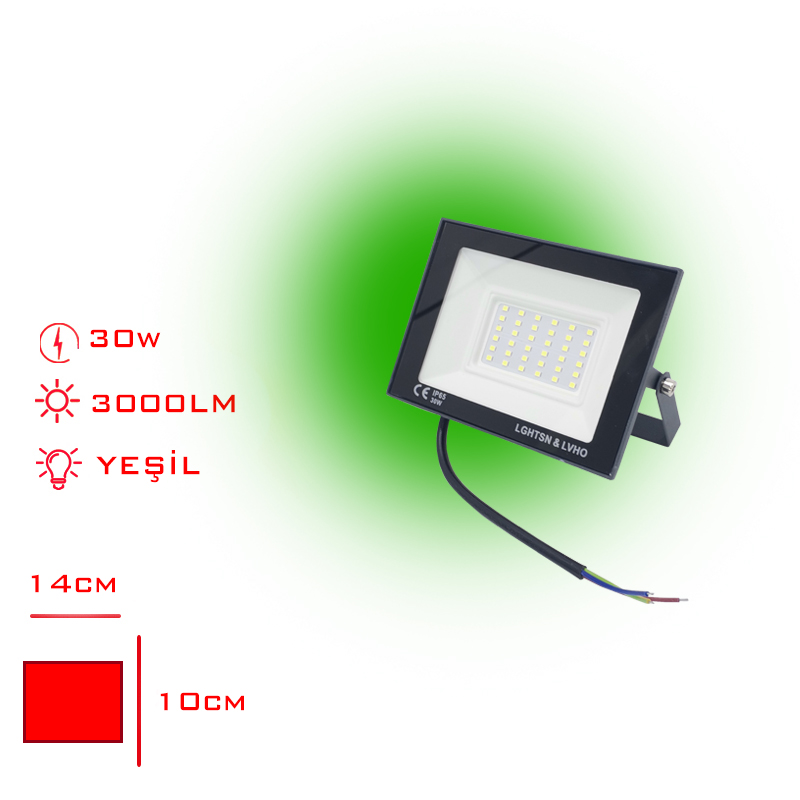 Leva Projektor Led Slım 30w Yeşil Isık Lv-3146 / G