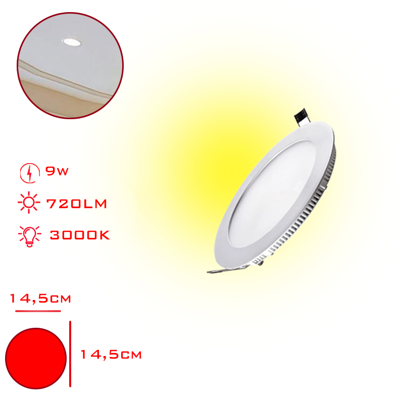 Leva Led Panel Yuvarlak Slım Sıva Altı 9w Sarı Isık 14,5 Cm Lv-3091 / 3