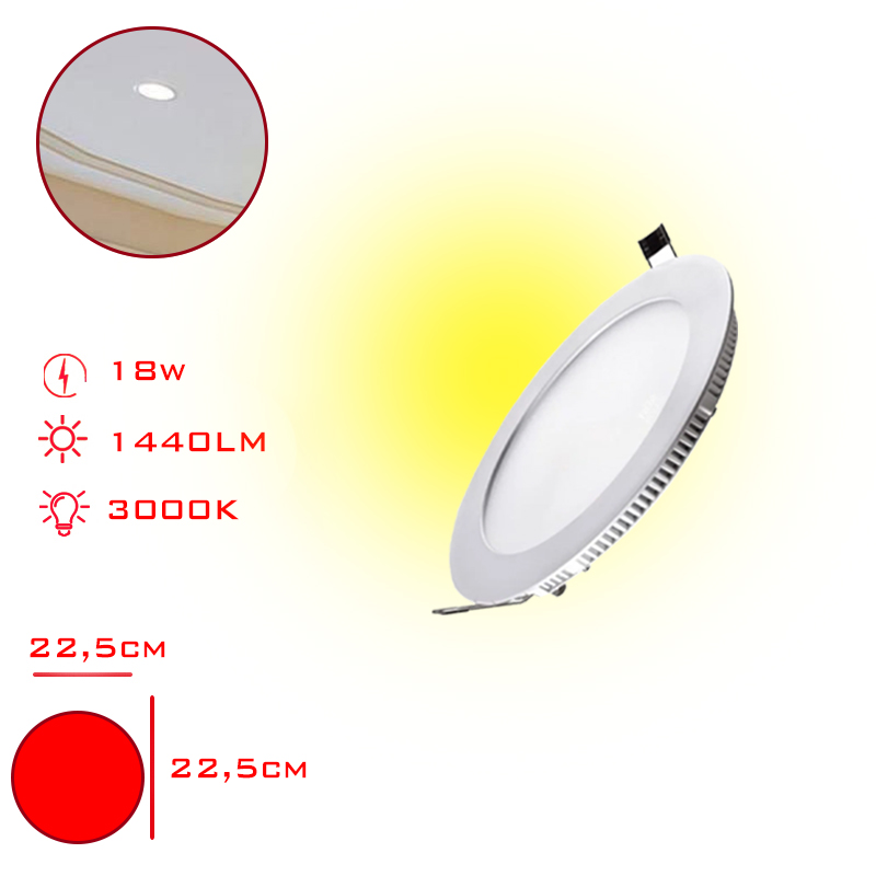 Leva Led Panel Yuvarlak Slım Sıva Altı 18w Sarı Isık 22,5 Cm Lv-3094 / 3