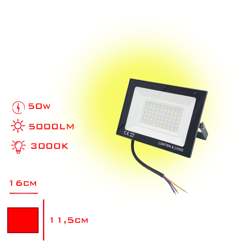 Leva Projektor Led Slım 50w Sarı Isık Lv-3147 / 3