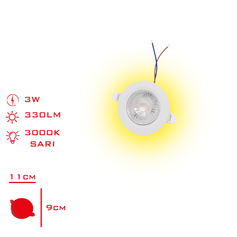 Leva Sıva Altı Downlıght Spot Sarı Isık Beyaz Cerceve 2'li 6w Lv-3073 / 3w