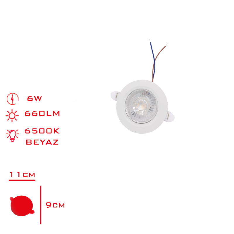 Leva Sıva Altı Downlıght Spot Beyaz Isık Beyaz Cerceve 2'li 6w Lv-3073 / 6w