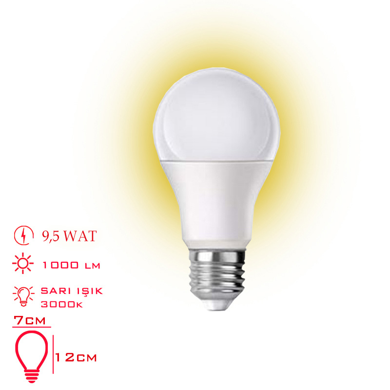Leva Ampul Led 9,5 W Sarı Isık E27 Lv-2948