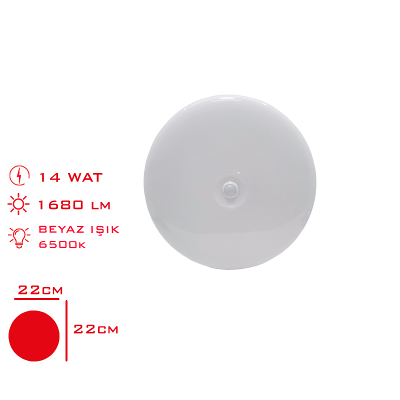 Leva Tavan Armaturu Led 14w Sensorlu Beyaz Isık Lv-3338