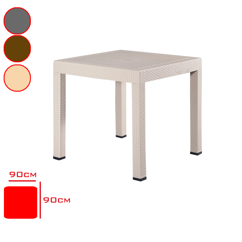 Florya Masa Rattan 90*90 Camsız Regnum Antrasıt/Kahve/Cappucıno