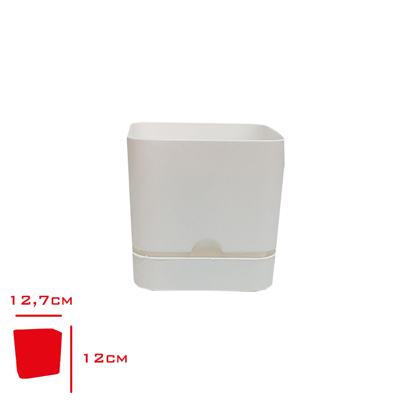 Polıwork Saksı Begonya Kare 13 Cm Beyaz B-K13by