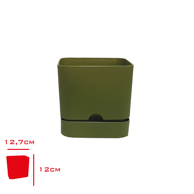 Polıwork Saksı Begonya Kare 13 Cm Yosun Yesıli B-K13yy