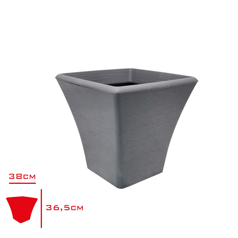 Polıwork Saksı Begonvıl 38 Cm Kare Antrasıt Sq Bs-38an
