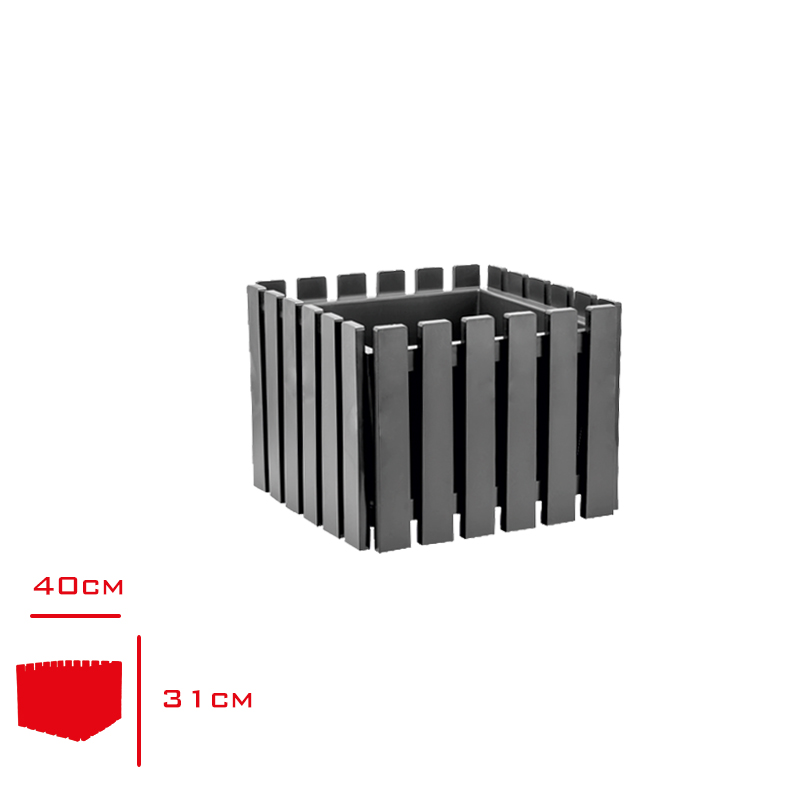 Polıwork Saksı Akasya Cıt Kare 40 Cm Antrasıt Ac-K40an