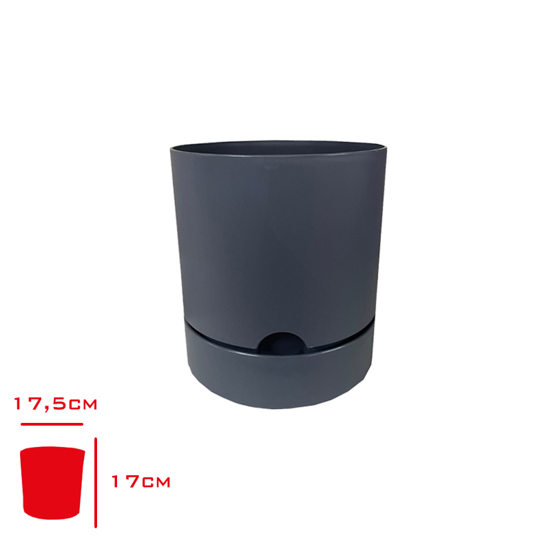 Polıwork Saksı Begonya 18 Cm Antrasıt B-18an