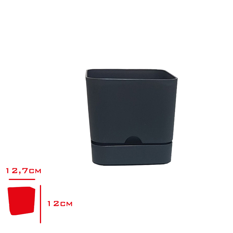 Polıwork Saksı Begonya Kare 13 Cm Antrasıt B-K13an