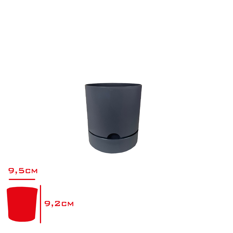 Polıwork Saksı Begonya 9 Cm Antrasıt B-9an