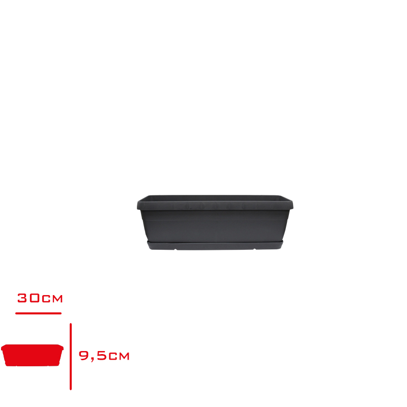 Polıwork Balkon Saksı Manolya 30 Cm Antrasıt Mb-30an