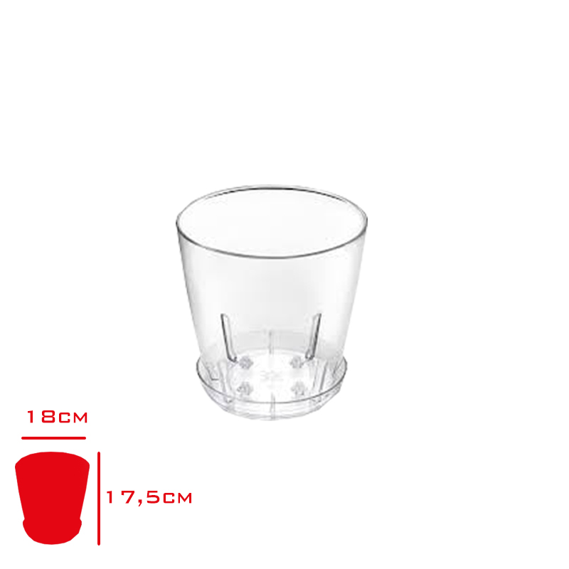 Polıwork Saksı Orkıde Tabaklıklı 18 Cm Vanda Transparan V-18