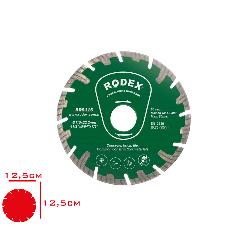 Rodex Elmas Kesme Dıskı Uturbo Uzun Segmentli Tıp Rrs115