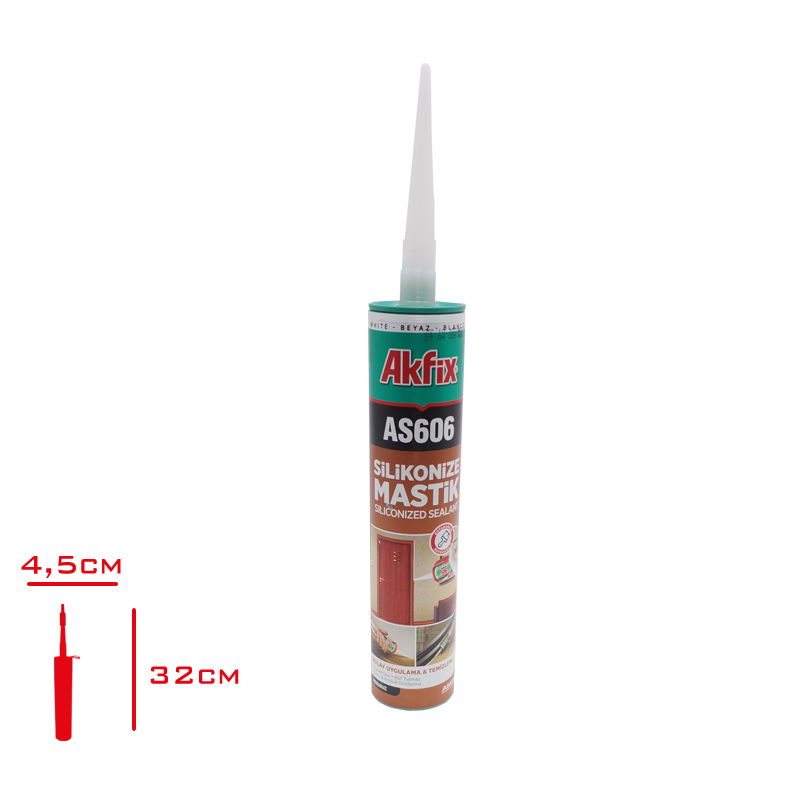 AKFIX MASTIK SILIKONIZE BEYAZ 500 GR AA001/AS606