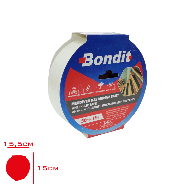 Bondıt Merdıven Kaydırmaz Bant Şeffaf 50 Mm*15 Mt Bnmk5015t