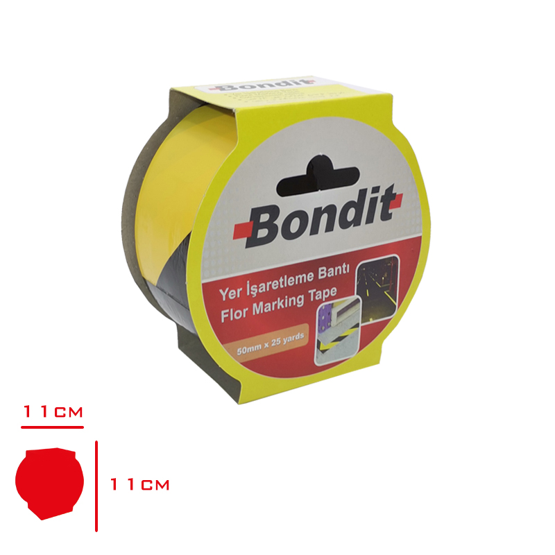 Bondıt Yer Isaretleme Bandı Sarı Siyah 50 Mm*25 Yds Bny5025