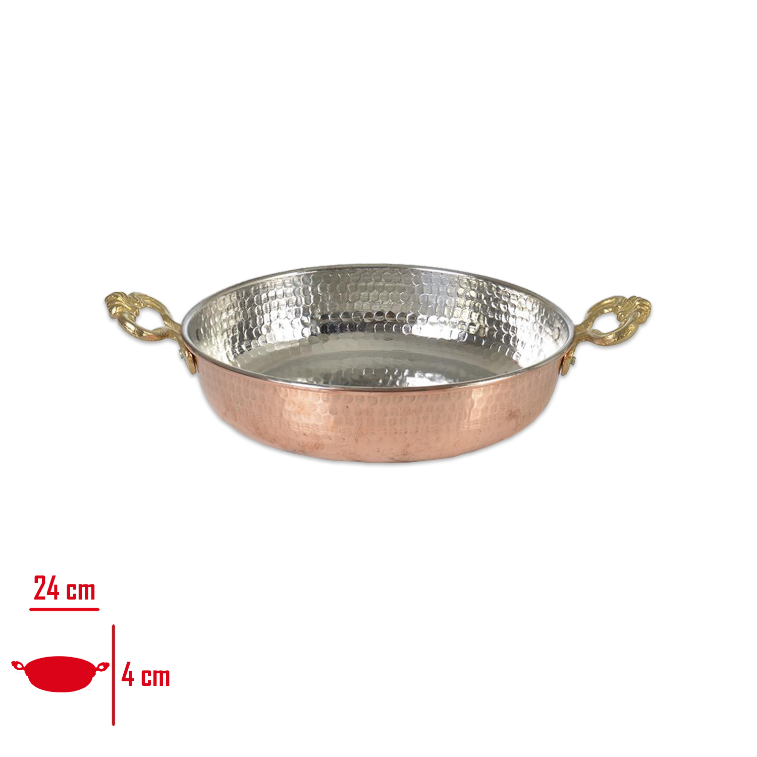 Leva Bakır Sahan 16 Cm Çift Kulplu Eko
