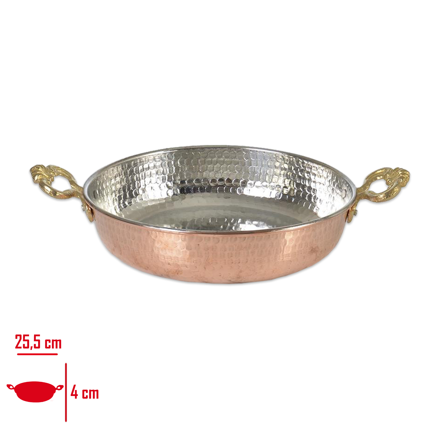 Leva Bakır Sahan 18 Cm Çift Kulplu Eko