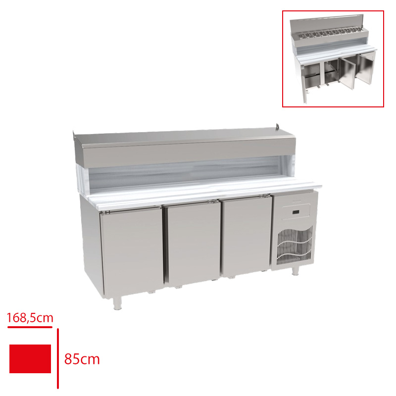 SALATA HAZIRLIK UNITESI MERMER TABLALI 3 KAPILI INO-SGM190S/INK-CGN3-YM-MR
