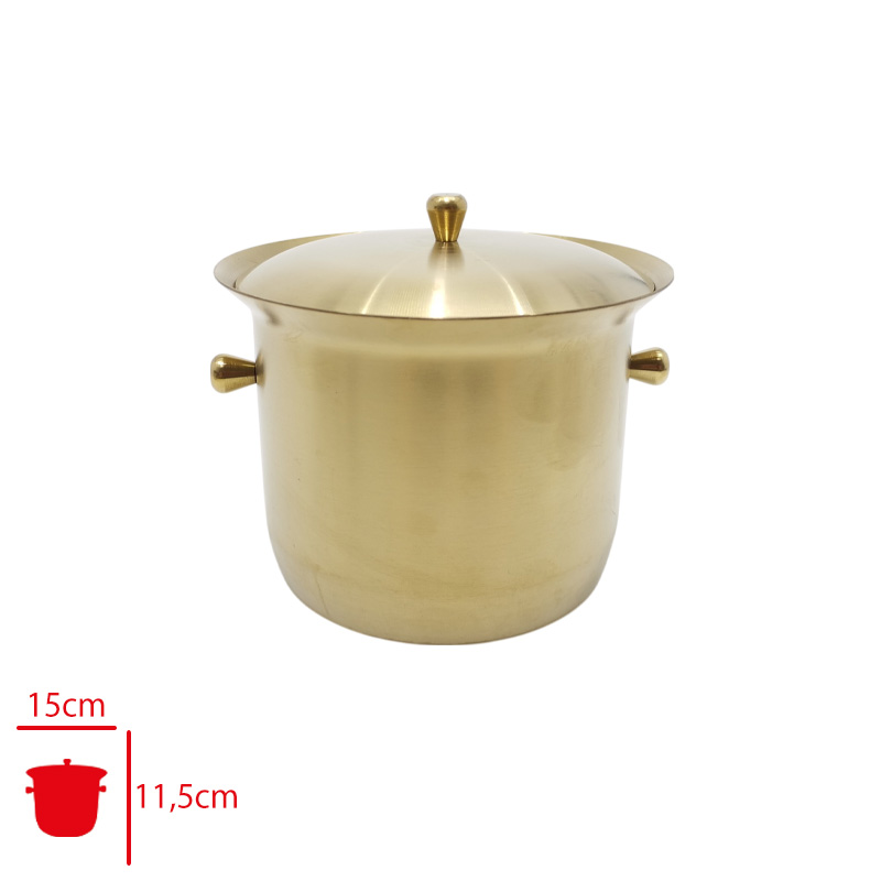 Mrz Metal Buz Kovası Kapaklı Izoleli Gold 12x10 Cm 304