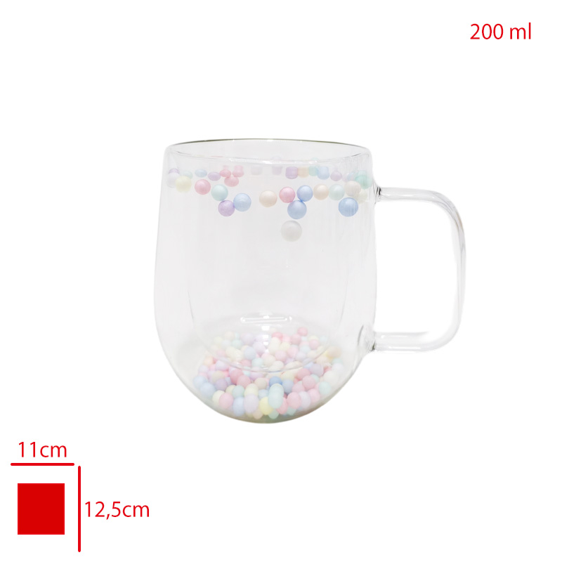 Bardak Çift Cıdarlı Renkli Boncuklu 200 Ml Com-430