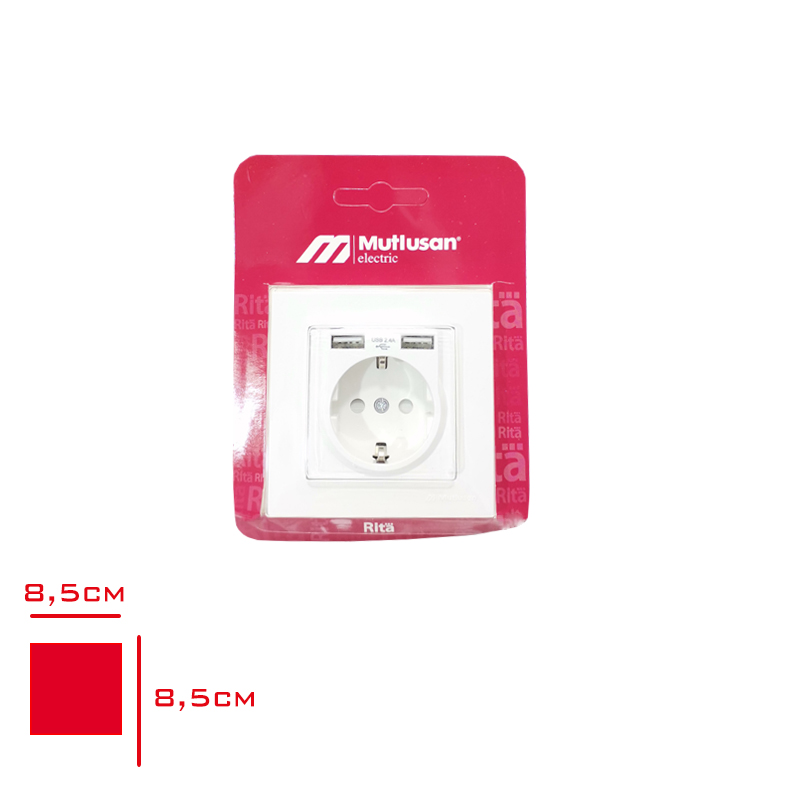 Mutlusan Rıta Topraklı Priz Usb Lı 2'li Beyaz Mu2220-61