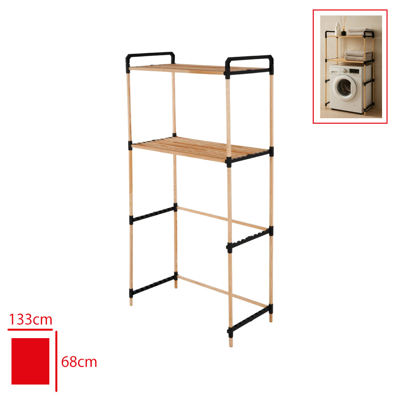 Ahsap Çamaşır Makınesı Organızerı Raflı Nc-01