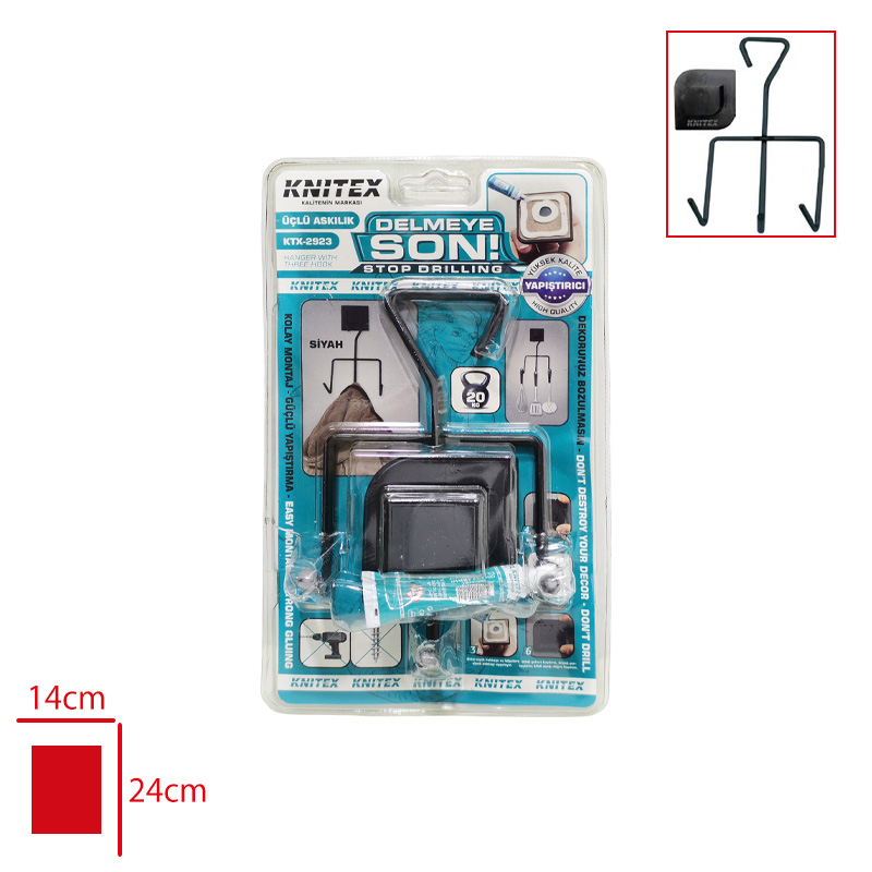 Knıtex Askı 3'lü Siyah Ktx-2923