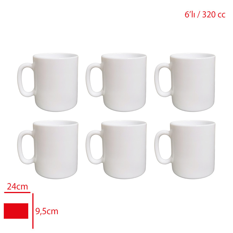 Arc Cam Mug Bardak Whıte Essence 6'lı 320 Cc N1230