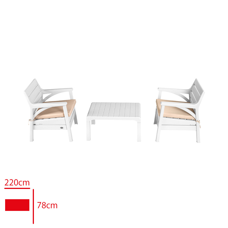 Holıday Balkon Takımı Barcelona 2 Tekli + 1 Sehpa Beyaz Hk-805