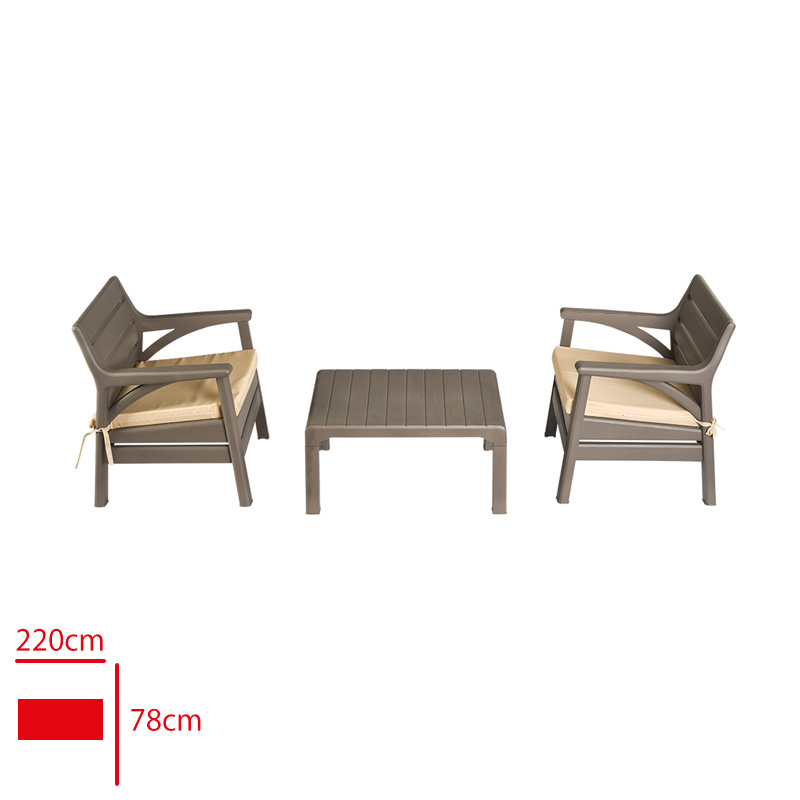 Holıday Balkon Takımı Barcelona 2 Tekli + 1 Sehpa Col Gri Hk-805
