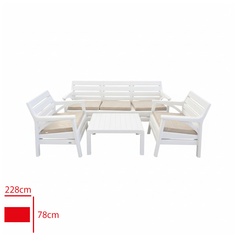 Holıday Koltuk Takımı Hawaı 1 Uclu + 2 Tekli + 1 Sehpa Beyaz Hk-810