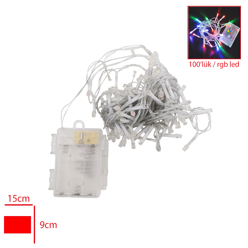 Yılbası Isığı 100'lük Rgb Led Pıllı