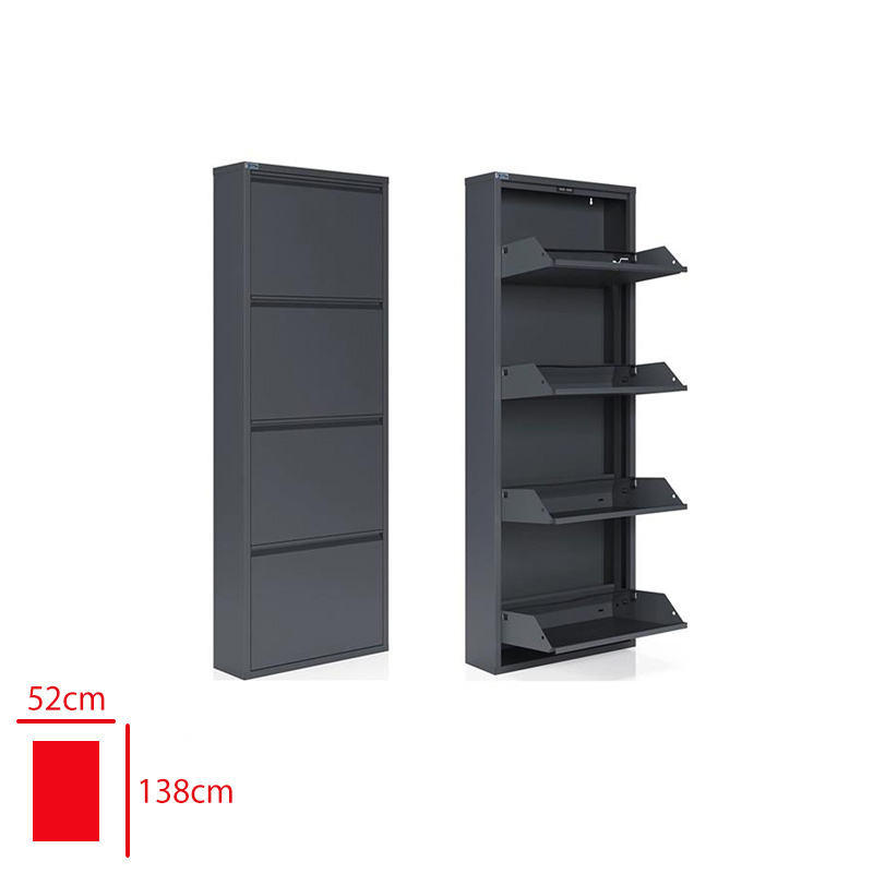 Metal Ayakkabılık 4 Kapak Antrasıt